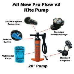 PKS Pro Flow V3 Large Kite & Wing Pump With PSI Meter 20" Discounts Apply ! -surf sale shop pks 2020 pro flow v3 pump 4
